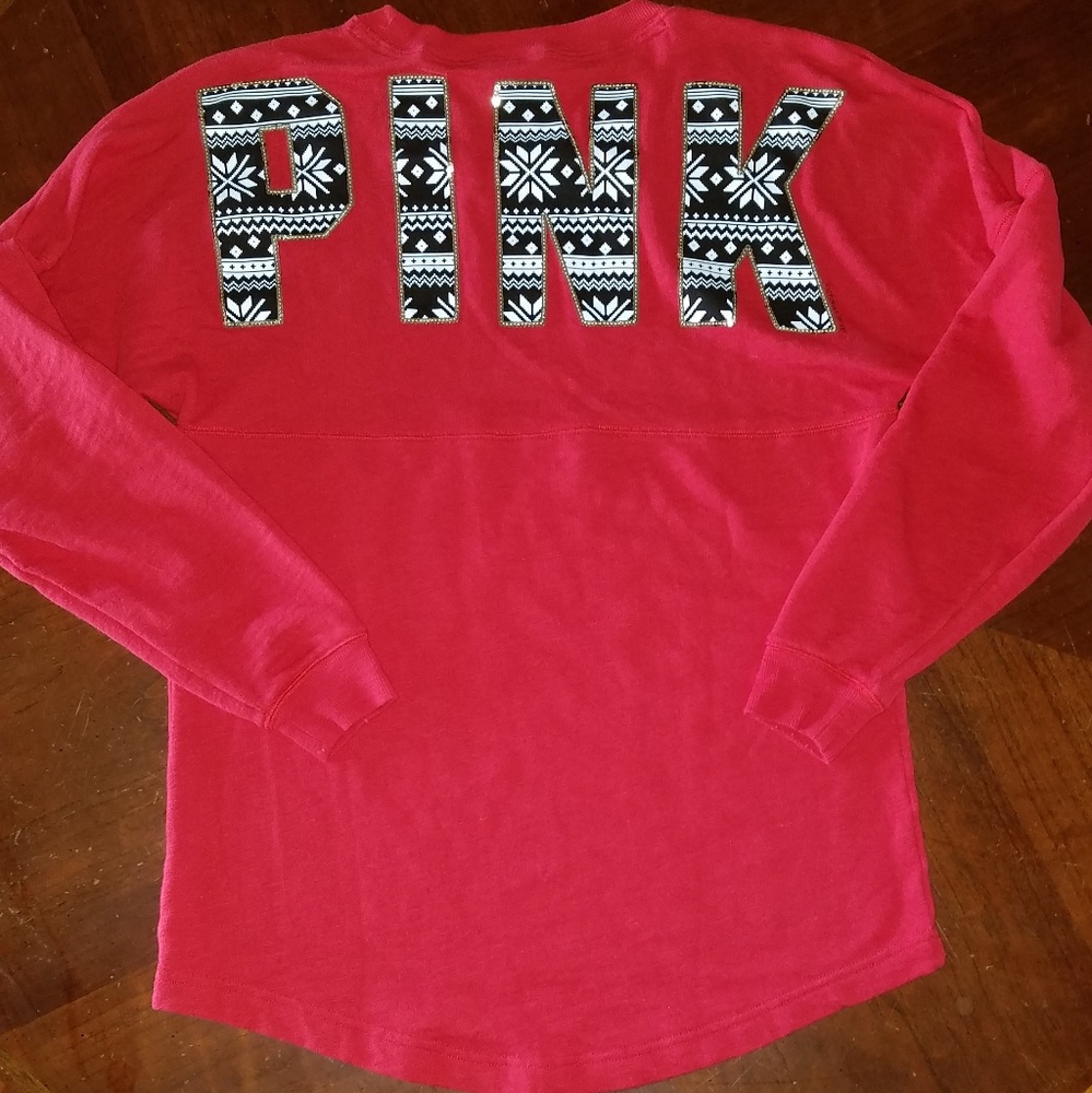 PINK Victoria's Secret Holiday Bling Varsity Crew